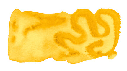 Abstract yellow watercolor frame with natural paint streaks.