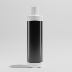 white cosmetic bottle with blank label a front view 3d render