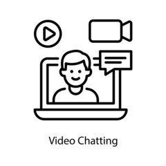 Video Chatting vector Flat Icon Design illustration. Social Media Symbol on White background EPS 10 File