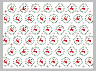 Fototapeta na wymiar christmas background pattern with red santa reindeer for poster and banner