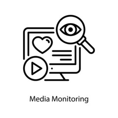 Media Monitoring vector Outline Icon Design illustration. Social Media Symbol on White background EPS 10 File