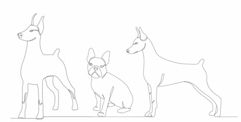 Fototapeta na wymiar dogs drawing one continuous line vector