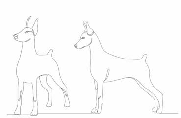 dogs drawing one continuous line vector