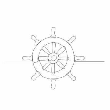 rudder from ship drawing by one continuous line