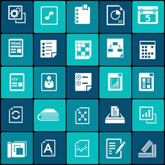 Simple set of document related vector line icons. Contains icons such as batch processing, legal documents, clipboard, download, document flow and more.