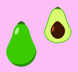 vector avocado fruit tropical set icon vector nature healthy food vitamin half fruits illustration organic