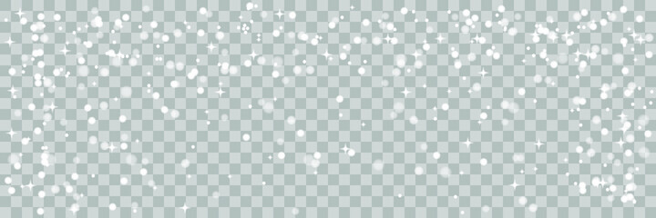 Falling Christmas Shining transparent beautiful, little snow isolated on transparent background. Snow flakes, snow background. Vector heavy snowfall, snowflakes in different shapes and forms.