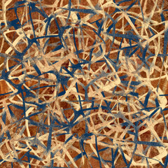 Abstract seamless background of hand-drawn chaos lines scribbles, doodles, sketches, line art elements in limited colors palette