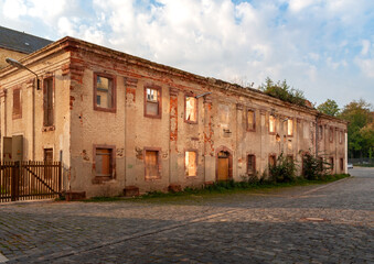 old abandoned and run down brick build factory building in former East Germany