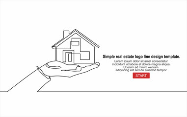 Simple Real Estate Logo Line Design Template . Home Logo Linear Template . House Logo Line Icon