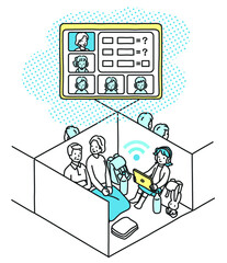 震災の避難所でオンライン授業を受ける小学生