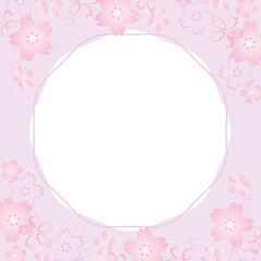 桜の正方形フレーム ／バナー／背景（パステルカラー　薄紫）