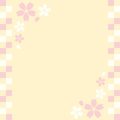 桜の正方形フレーム ／バナー／背景（パステルカラー　クリーム）