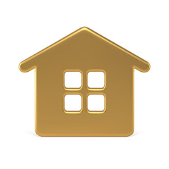 Small metallic golden glossy hut Christmas luxury decor realistic vector illustration