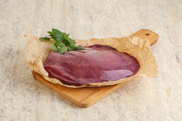 Raw pork liver for cooking