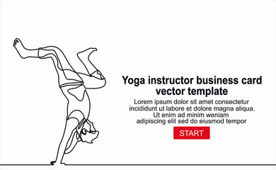 Yoga instructor business card vector template.Continuous one line