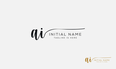 AI IA Signature initial logo template vector