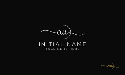 AU UA Signature initial logo template vector