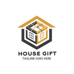 home gift box logo vector