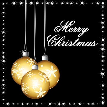 Merry Christmas. Black And Gold Vector Greeting Card.