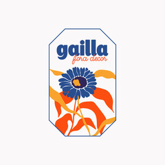 Abstract Flowers Vector Signs or Logo Templates. Retro Floral Illustration with Classy Typography. Feminine Logo. Modern Logo Template for florist, photographer, fashion blogger, design studio.