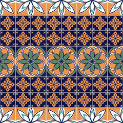 Decorative colorful tile pattern design. Vector illustration.
