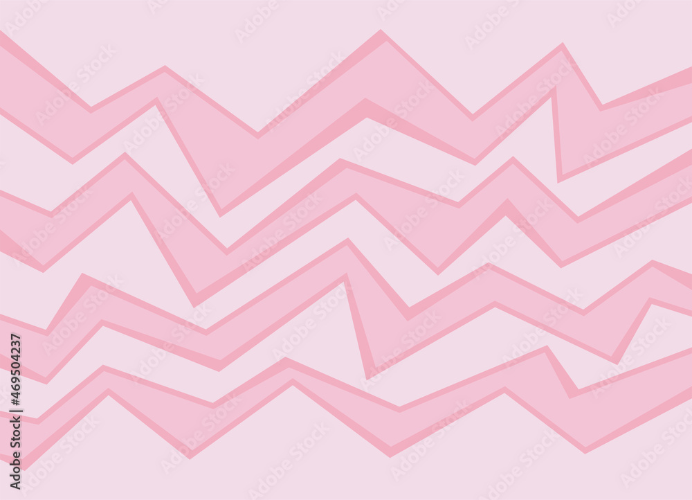 Poster simple background with pink jagged and zigzag polygonal lines