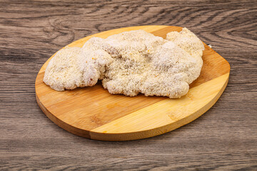 Raw meat schnitzel for roast