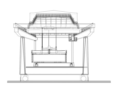 recommend clip art: Rail-mounted gantry container crane outline