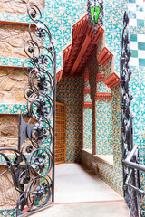 Door of entrance to Casa Vicens in Barcelona. It is the first masterpiece of Antoni Gaudí. Built...