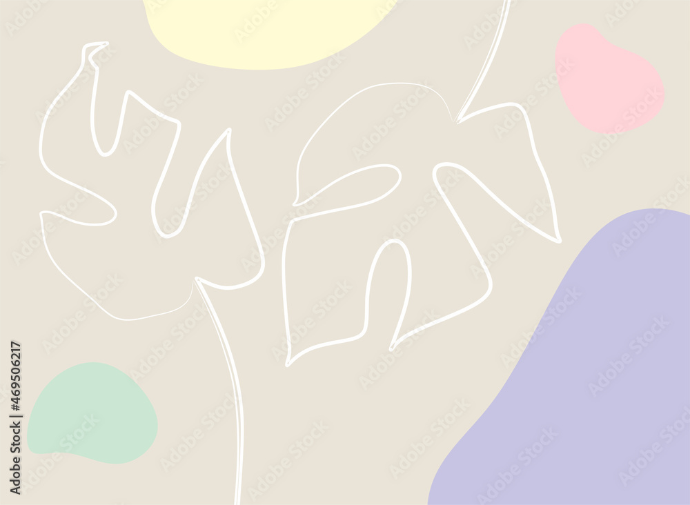 Poster abstract art with simple leaves and some circle pattern