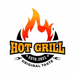 barbecue hot grill vintage logo 