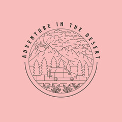 adventure in the desert vintage logo vector design, mountain logo design