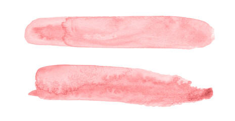 Two pale pink watercolor brush strokes, abstract background for design.