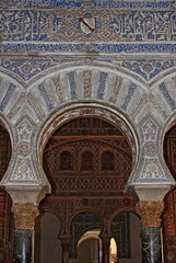 Fototapeta na wymiar Decorations in the Royal Alcazar of Sevilla, Spain