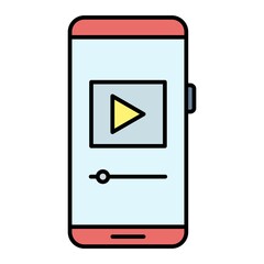 Vector Video Streaming Filled Outline Icon Design