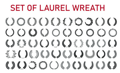 Mega Laurel wreaths set in different style, heraldic wreath for blazons and emblems, vector set 01