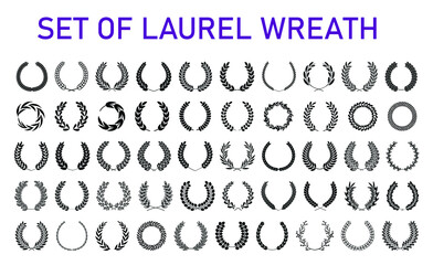 Fototapeta na wymiar Mega Laurel wreaths set in different style, heraldic wreath for blazons and emblems, vector set 02