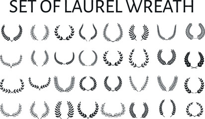Mega Laurel wreaths set in different style, heraldic wreath for blazons and emblems, vector set 03