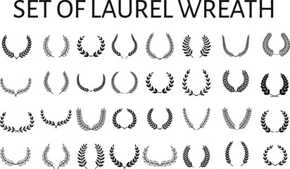 Mega Laurel wreaths set in different style, heraldic wreath for blazons and emblems, vector set 03 © Dhanushka