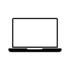 Laptop icon vector with blank screen.