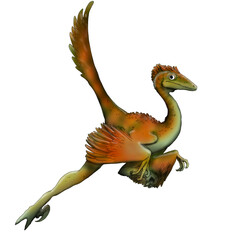 Realistic illustration of a dinosaur of the deynonichus species