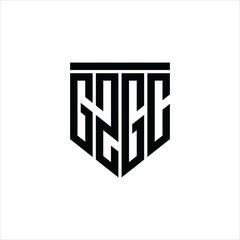 initials g z g c logo vector template shield