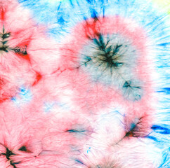 Blue Psychedelic Kaleidoscope. Tiedye Swirl