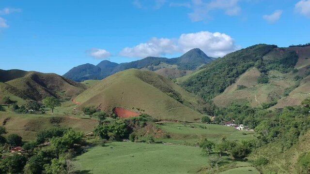 Aerial view of nature in Sana, Maca&eacute;, mountain region of Rio de Janeiro. Drone take.
