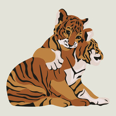 Tiger Digital, Safari Jungle Animals. Wild cats.