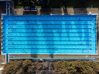 Open air swimming pool from above
