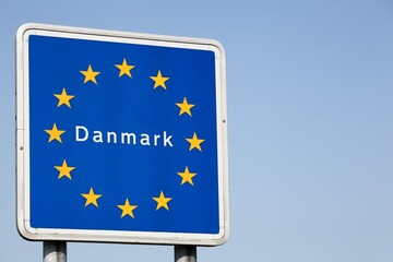 Border road sign of Denmark