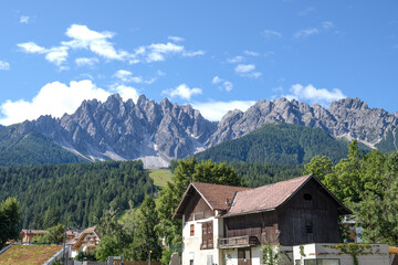 Fototapeta na wymiar San Candido (Innichen) view with Baranci mountain in the Dolomites, South Tyrol, Italy