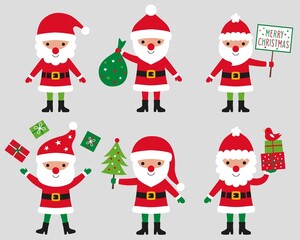 Santa Claus character, cartoon set